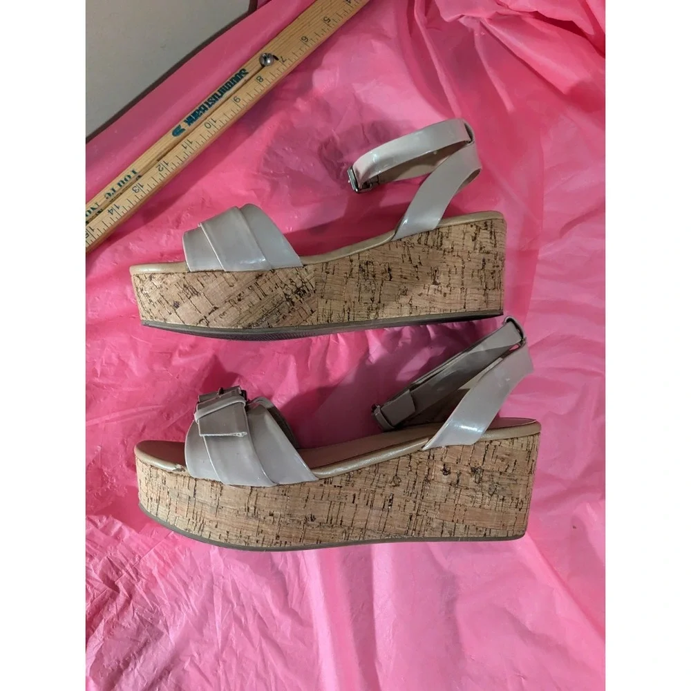 Aldo‎ nude strappy wedge cork sole sandal shoe womens 8